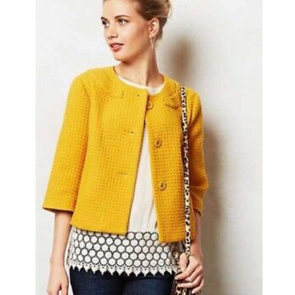 Anthropologie Mustard Yellow Cropped Utility Jacket